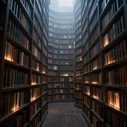 Endless Labyrinthine Library in Fog