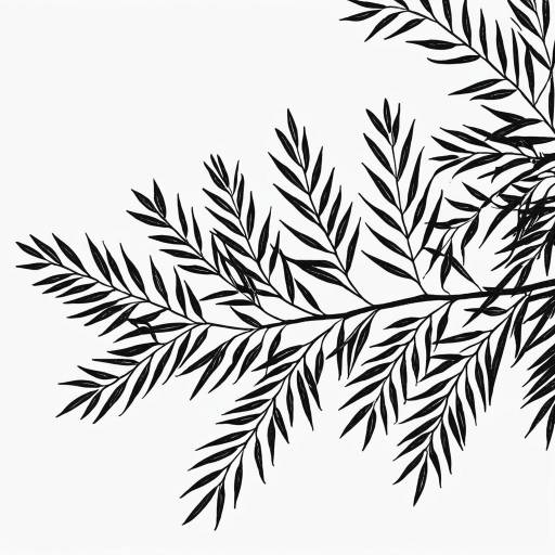 Black and White Willow Branch Line Art