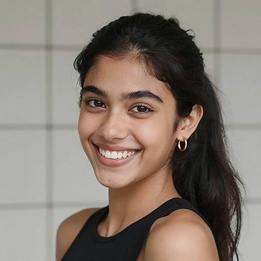 Smiling Young Woman with Black Hair