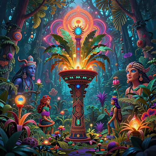 Vibrant Psychedelic Ayahuasca Jungle Art