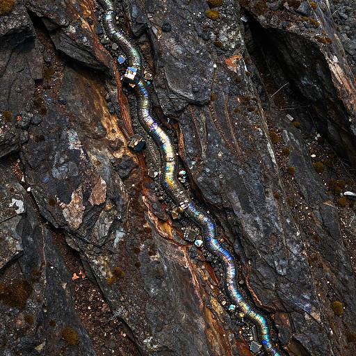 Iridescent Bismuth Veins in Nature