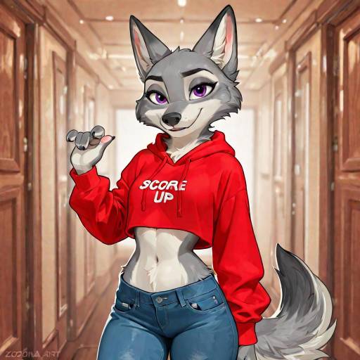 Expressive Anthropomorphic Female Wolf Artwork