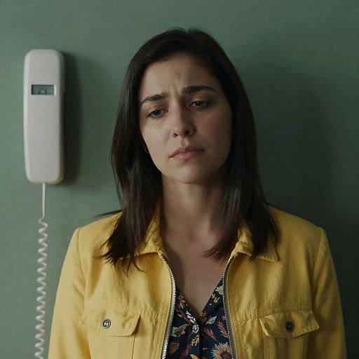 Pensive Woman in Yellow Jacket Portrait