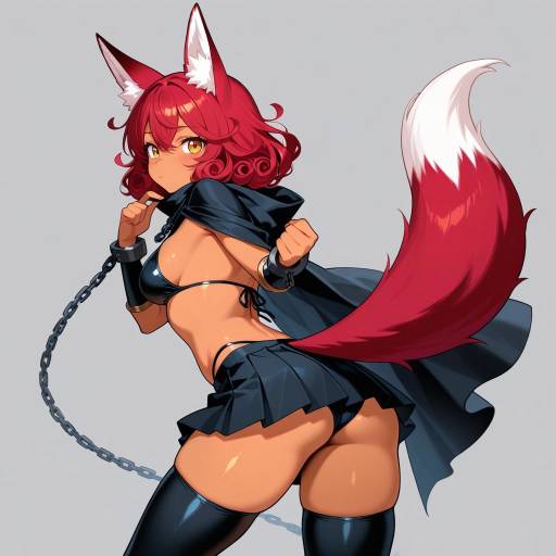 Confident Fox Girl in Black Attire Confident Fox Girl in Black Attire