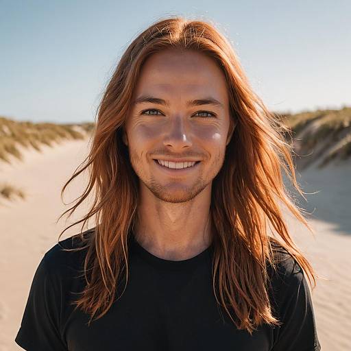 Joyful Portrait on a Sun-Drenched Beach