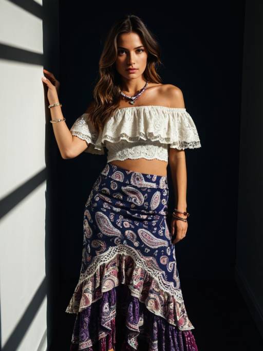 Stylish Bohemian Woman in Vibrant Attire