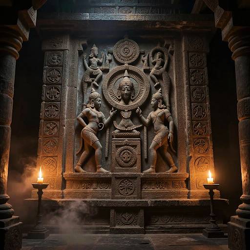 Ancient Mythological Temple Scene