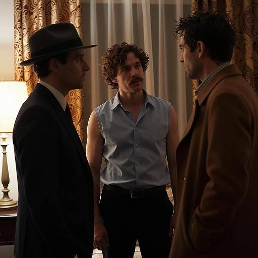 Three Men in a Dimly Lit Room
