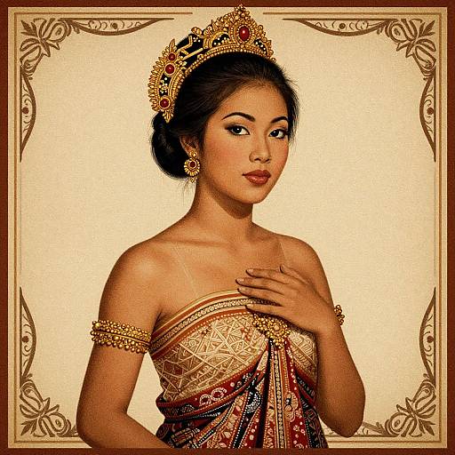 Vintage Balinese Woman Artwork