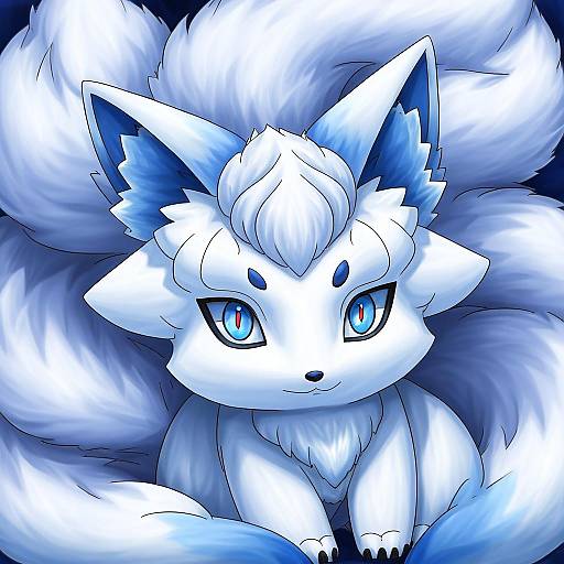 Illustration of Alolan vulpix, pokemon in the style of Tsukumizu yuu