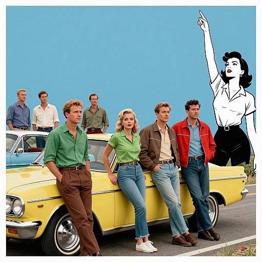 1960s Retro Movie Poster with Vintage Car