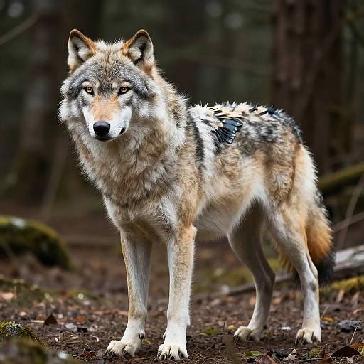 Realistic Female White Wolf Anthro