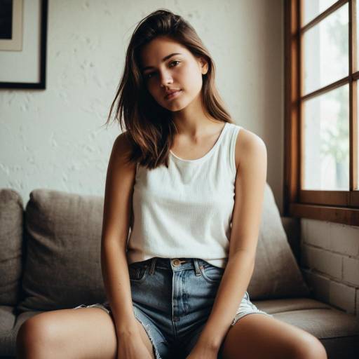 Young Woman Sitting Indoors in Natural Light