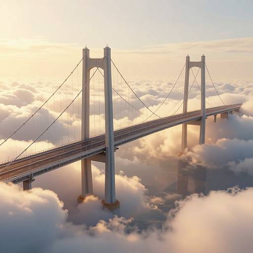 Surreal 3D Bridge Above Clouds