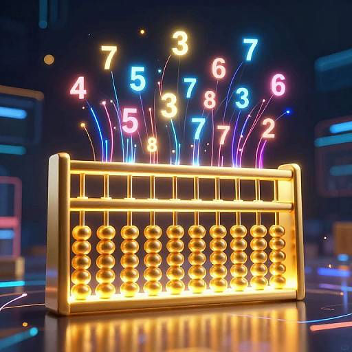 Glowing Golden Abacus Sum Concept