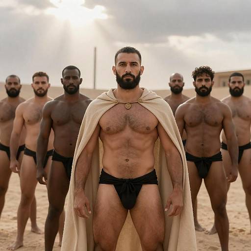 Heroic Gathering in a Desert Landscape