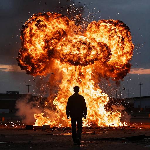 Cinematic Explosion Walk Away Scene