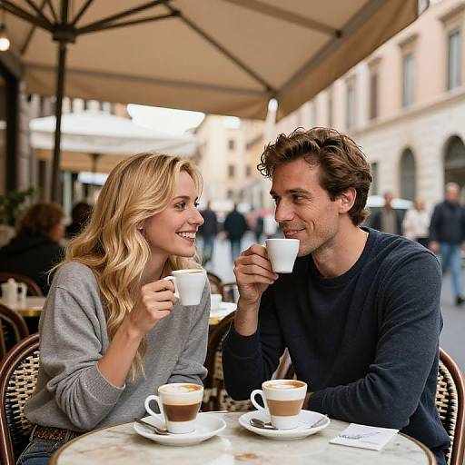 Blonde Italian Couple at Rome Café