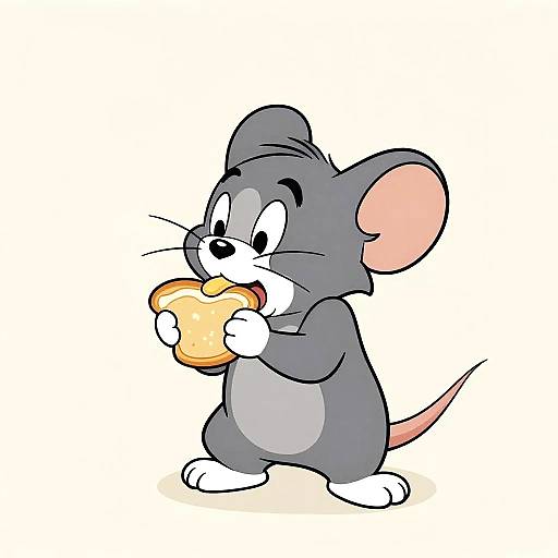 Animated Mouse Eating on Cream Background