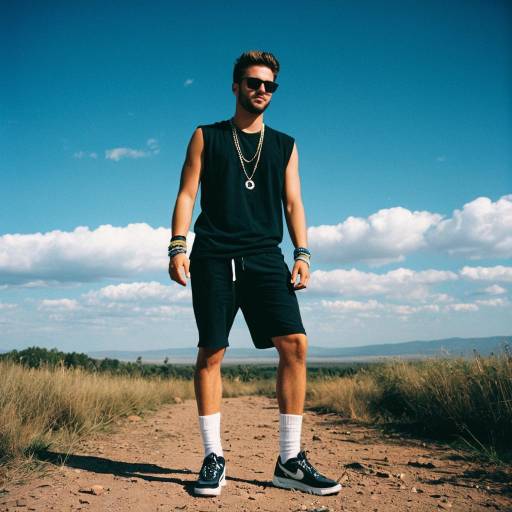 Young man in black outfit standing outdoors