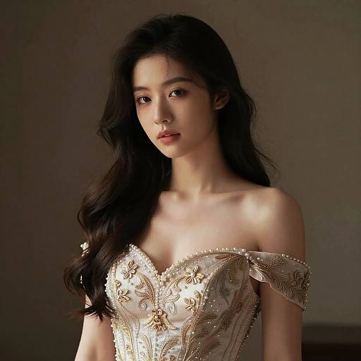 Elegant Young Woman Portrait with Dramatic Lighting