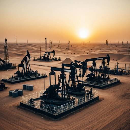 Oil Wells in Saudi Arabian Desert at Sunrise