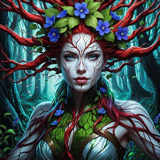 Anthropomorphic Tree Woman with Floral Veins