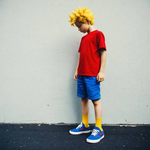 Boy in Bart Simpson Inspired Costume