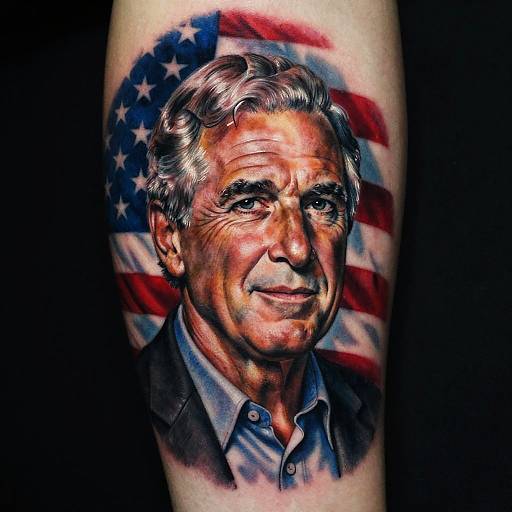 Vibrant George W Bush Tattoo Portrait