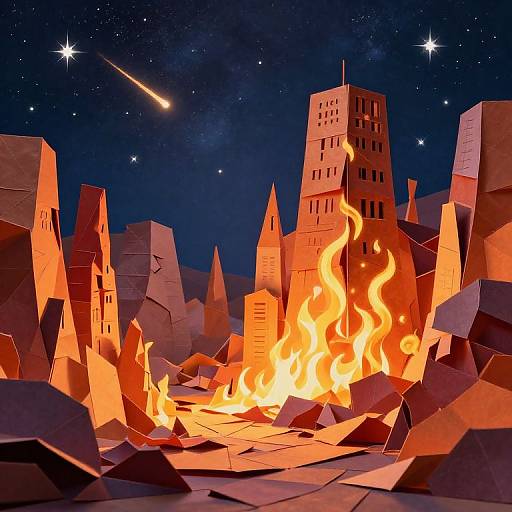 Folded Paper Art Depicting Empires' Fall