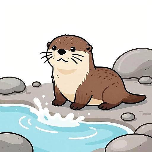 Playful Otter by Pebbled Tidepool