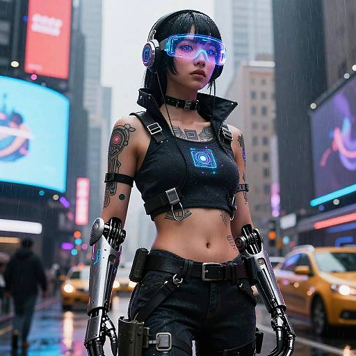 Cyberpunk AI-Human Fusion Character