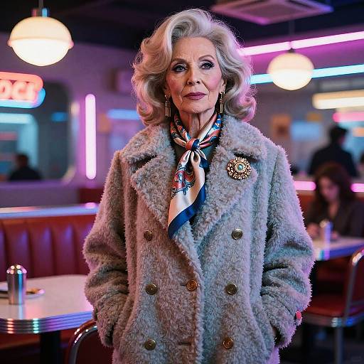 Fringe Hairstyle in Neon Diner Fashion