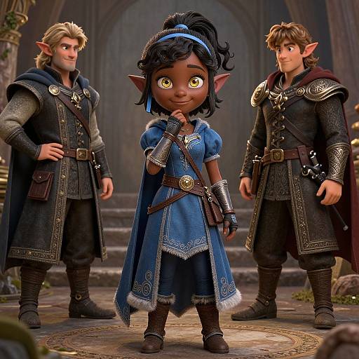 Romantic Dark Elf Couple in Detailed Attire