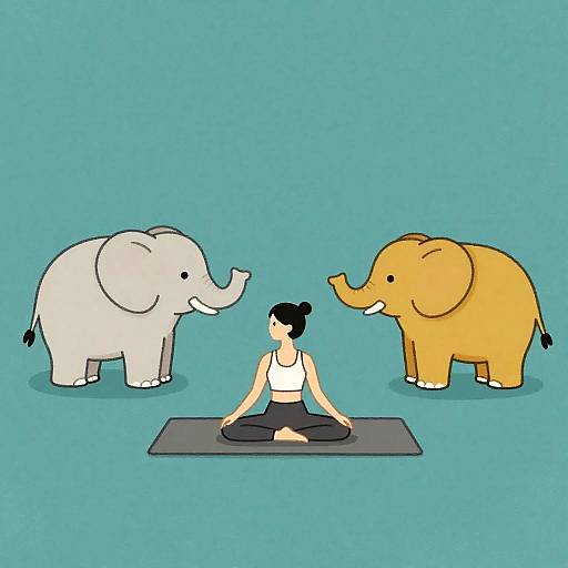 Minimalist Gouache Elephants Doing Yoga