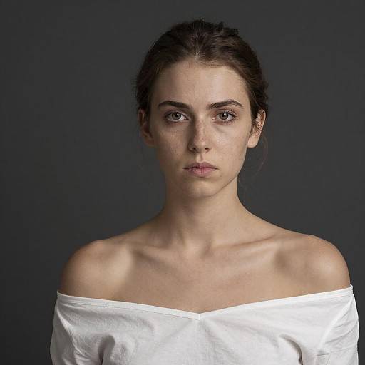 Serious Young Woman Portrait in Soft Light
