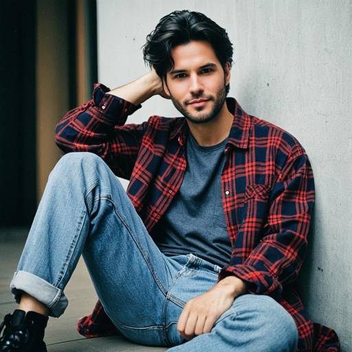Relaxed Casual Style Man in Plaid Shirt