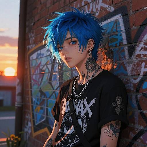 Blue Haired Emo Boy Street Art