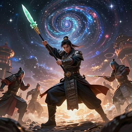 Fantongjun Wields Jade Spear in Celestial Battle