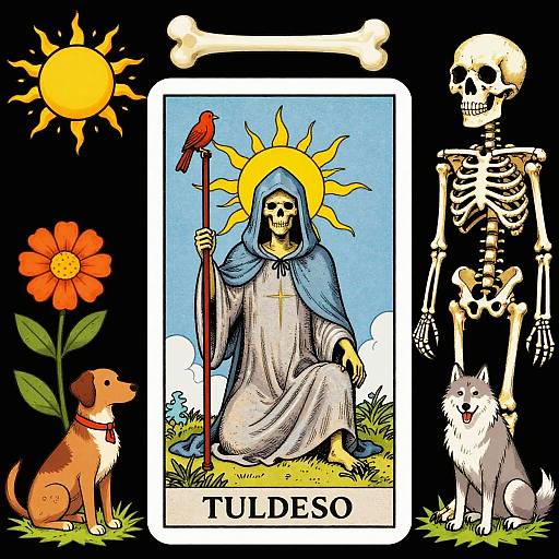 Mystical Tarot Skeleton with Animal
