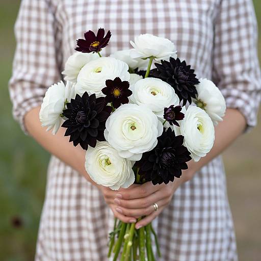 Elegant Bouquet with Gingham Dress