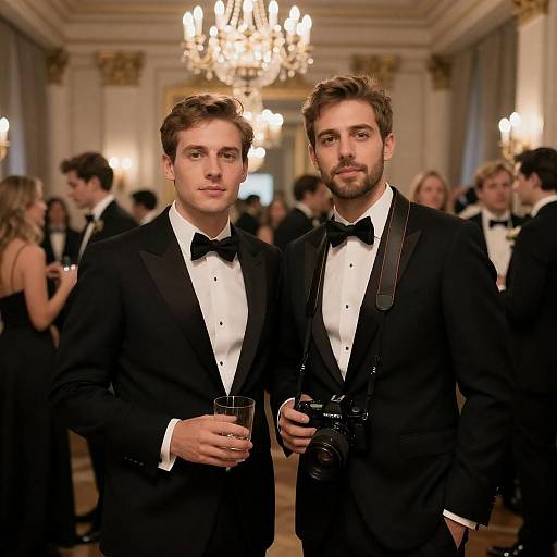 Elegant Ballroom With Tuxedoed Men