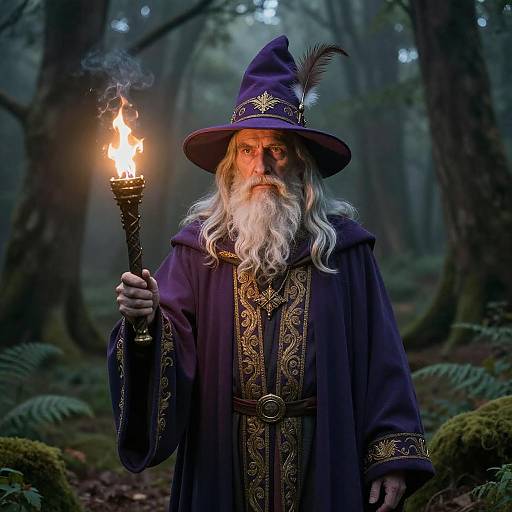 Mystical Wizard in Enchanted Forest