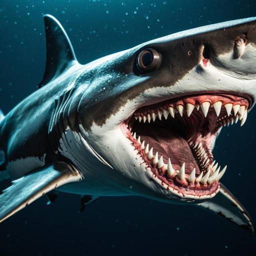 Close-up of Shark with Open Mouth and Sharp Teeth