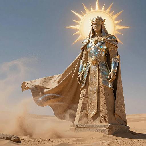 Cinematic Desert Guardian with Sand Armor