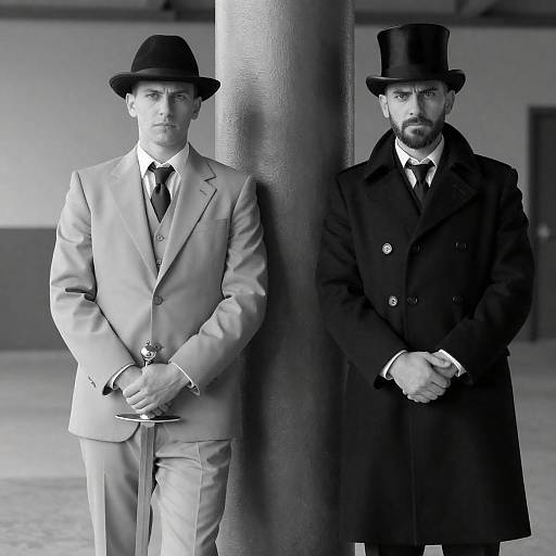 Dramatic Black-and-White Portrait of Men