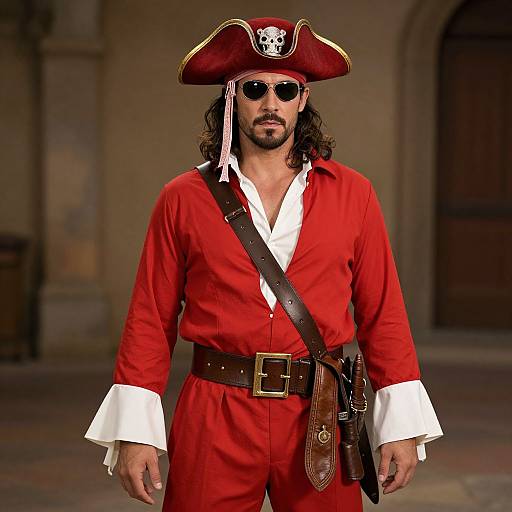Man in Red Pirate Costume