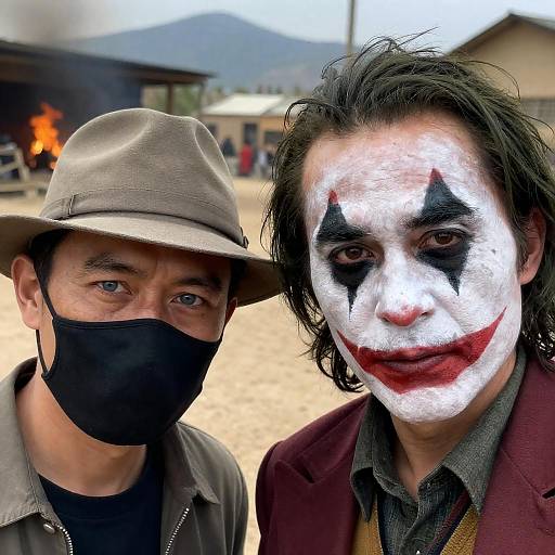 Dramatic Close-Up of Two Intense Figures