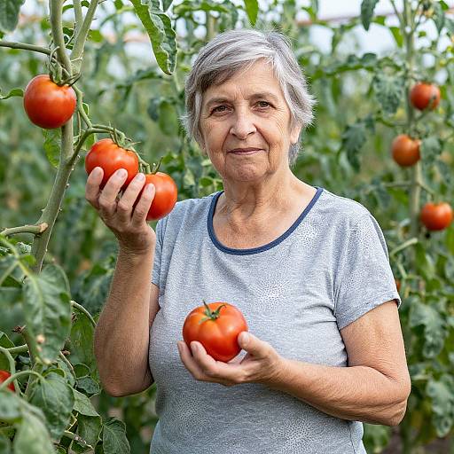 Senior Woman Holding Tomatoes Portrait