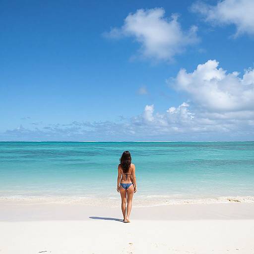 Woman on White Sand Beach Paradise